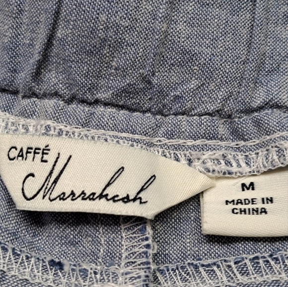 NWOT Caffe' Marrekesh Chambrey Linen Blend Cropped  Pants    Size M - Picture 5 of 11